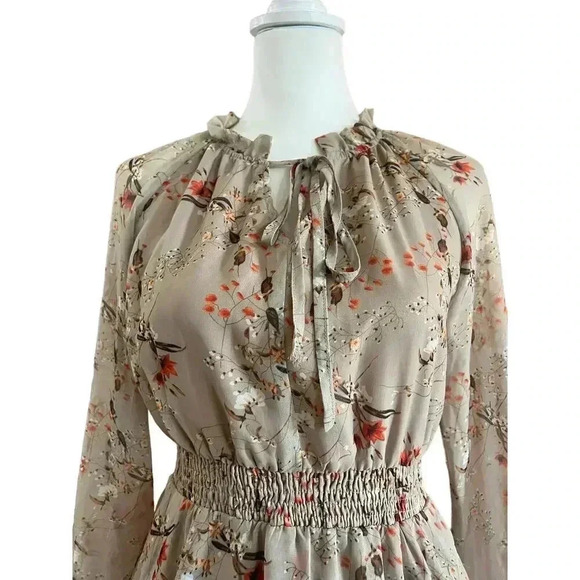 ALLEGRA K ruffled floral layered tiered chiffon smocked waist dress size xs - Picture 7 of 12